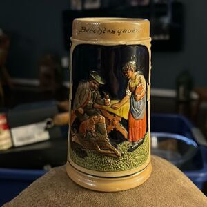 Antique 1904 German Stoneware Beer Stein – Dated – Relief‎ Scene – Pre-WWI